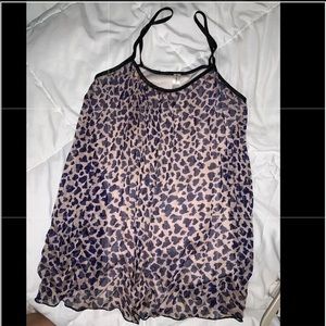 Animal print pleated spaghetti strap Blouse